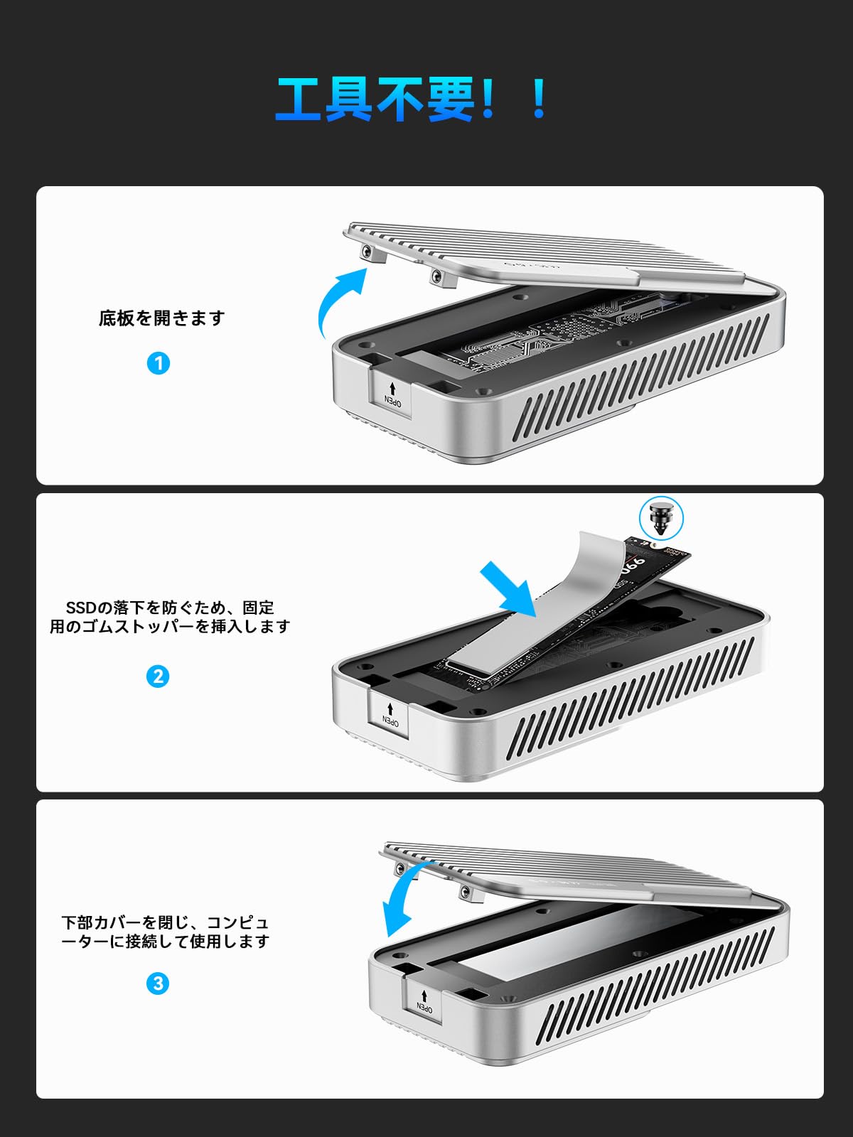 Amazon.co.jp: ACASIS 80Gbps M.2 NVMe SSD Enclosure with Cooling